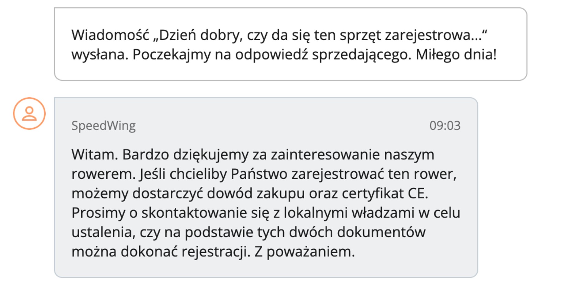Korespondencja ze sprzedawcą na Allegro.pl. Sprzedawca motocykla marki Surron bez najmniejszych wątpliwości próbuje wprowadzić mnie w błąd.