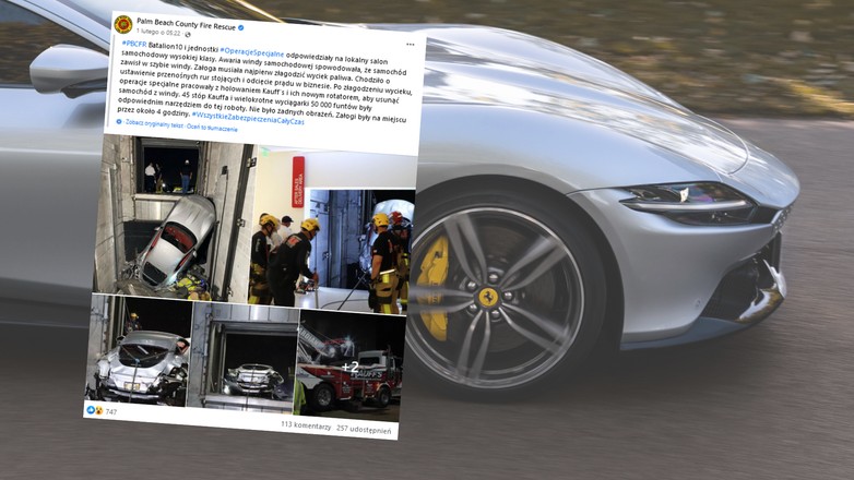 Ferrari Roma zostało zniszczone (fot. screen z facebook.com/PBCFireRescue)