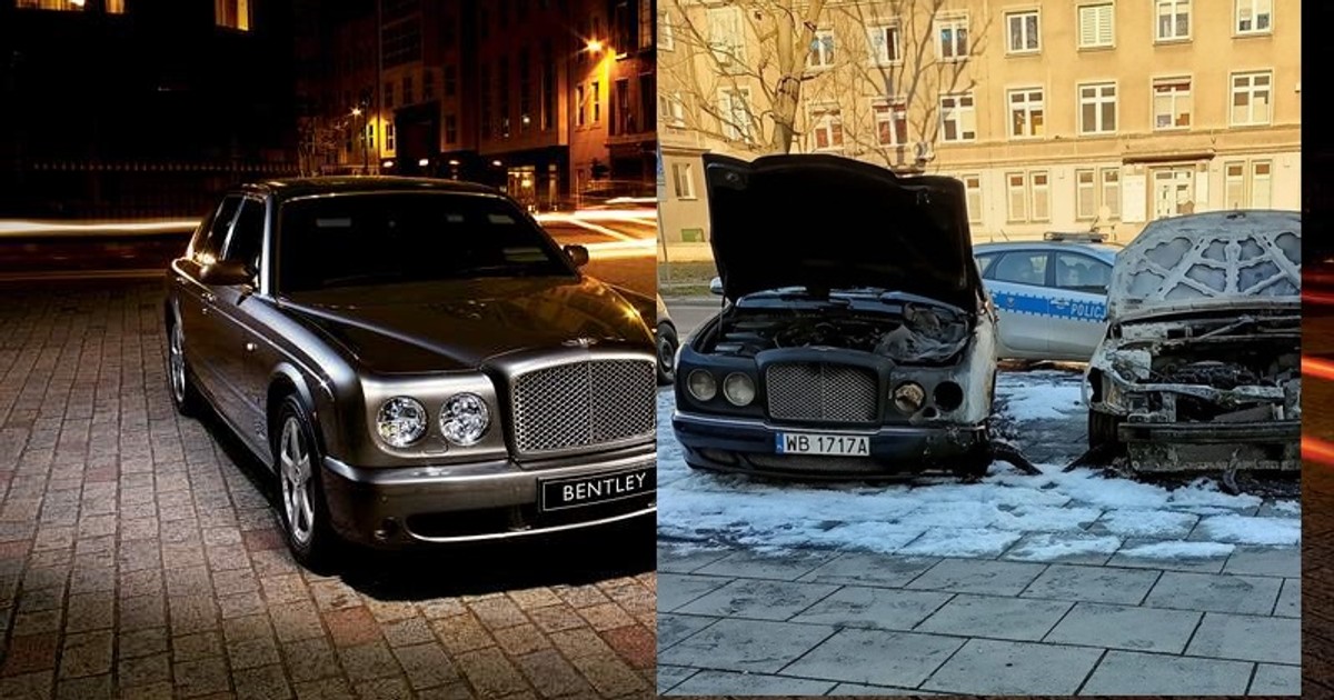 Spalony Bentley Arnage w Krakowie