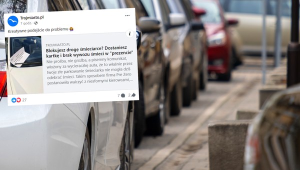 Gdańsk. Kierowca śmieciarki nie mógł przejechać. Zaskakujący finał (fot. screen: Facebook/trojmiastopl)