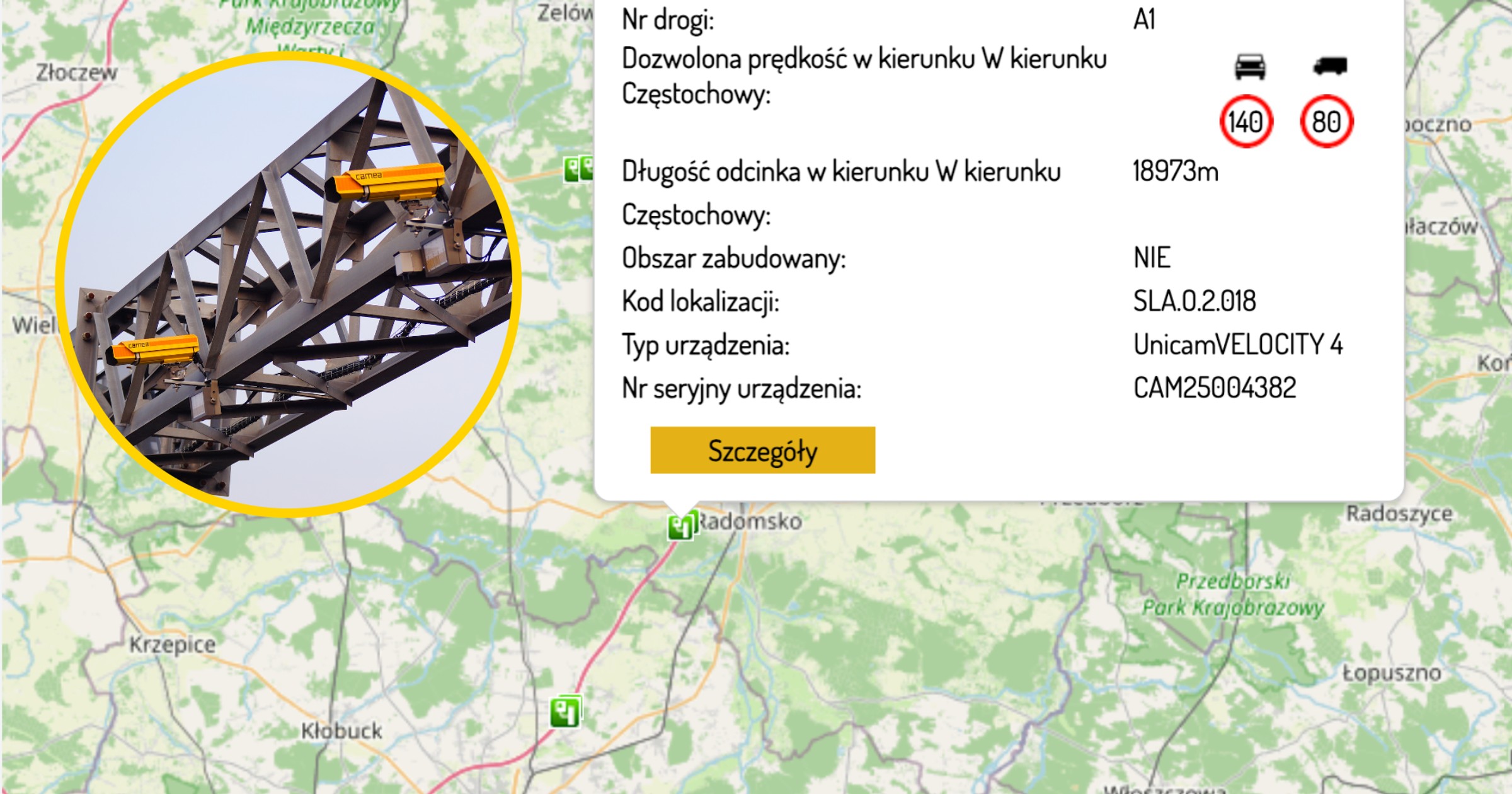 Nowy odcinkowy pomiar prędkości na A1