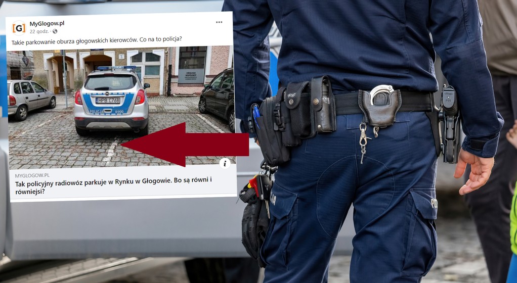 Pokazali, jak policjanci zaparkowali auto (fot. screen: Facebook/myglogowpl)