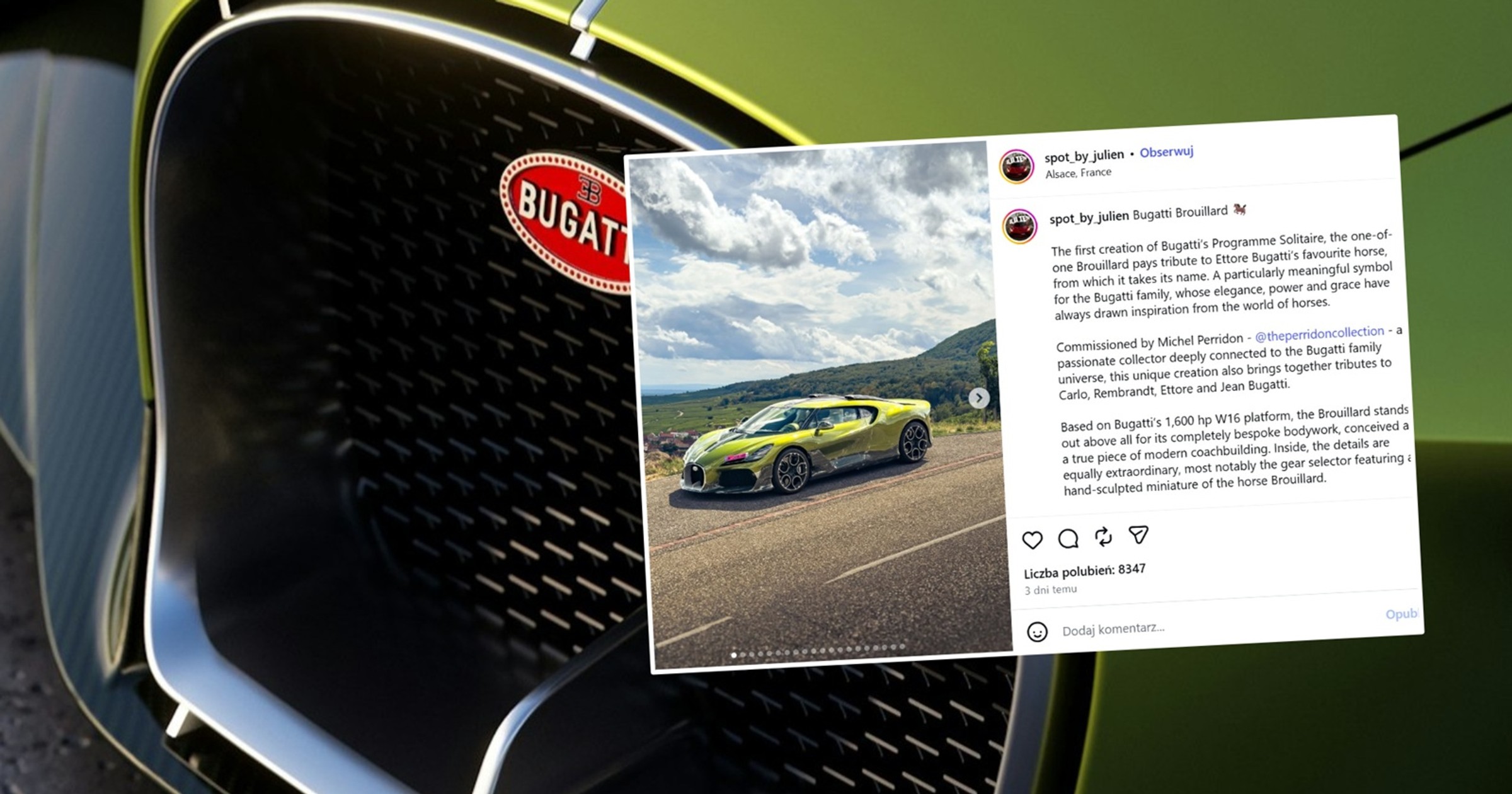 Unikatowe Bugatti Brouillard uchwycone na drodze