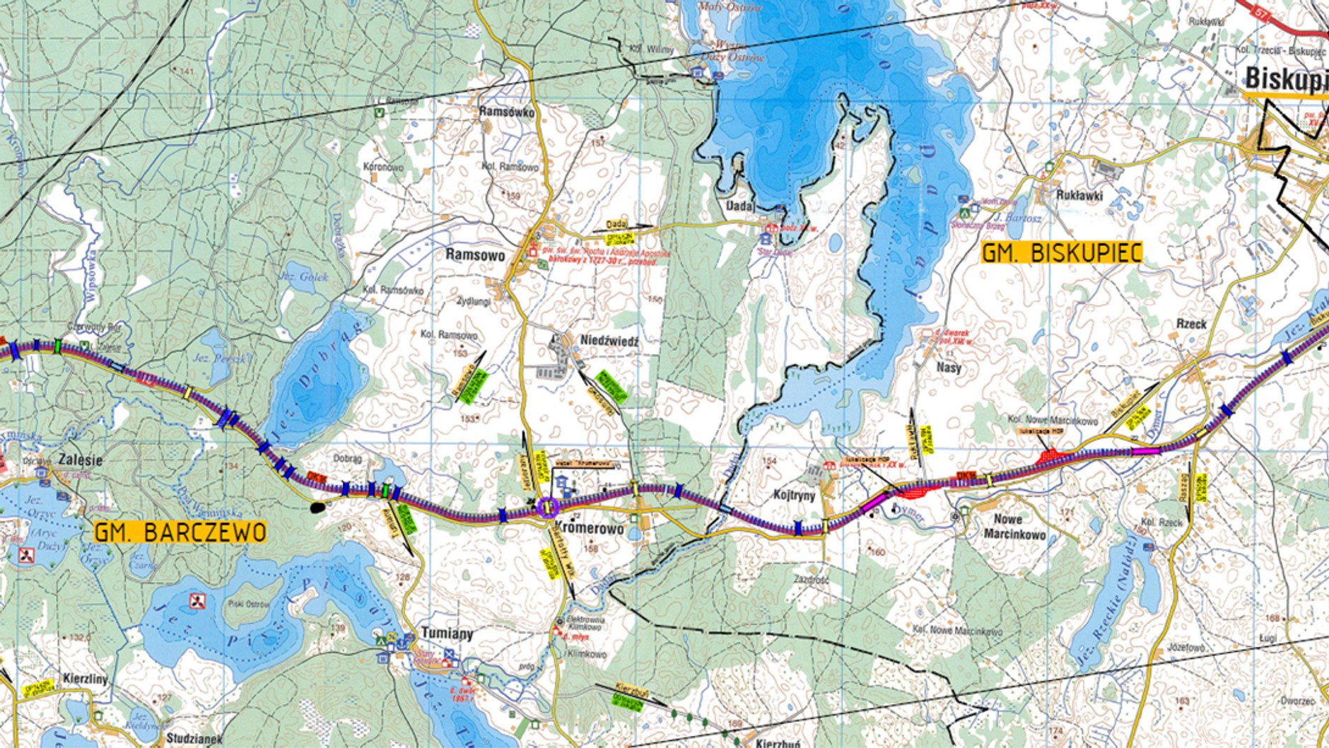 S16 Barczewo-Biskupiec Mapa