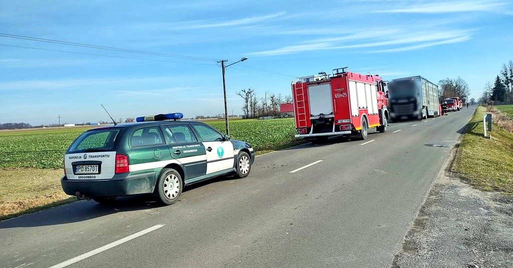 Ciężarówkę udało się postawić z powrotem na drodze