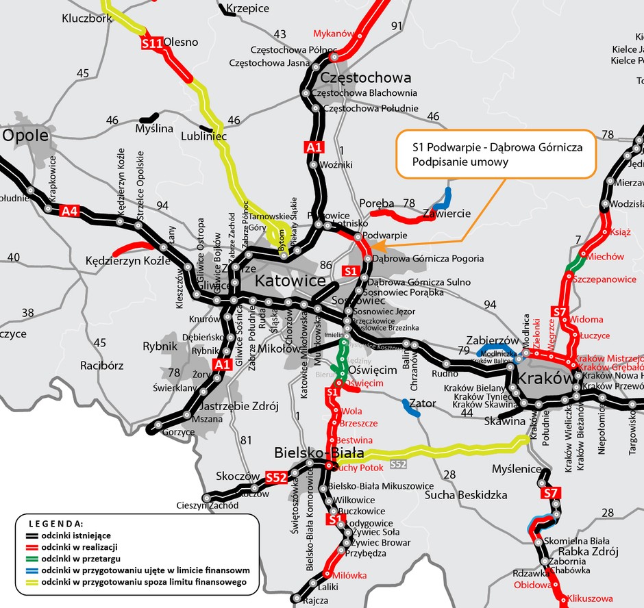 S1 Podwarpie - Dąbrowa Górnicza