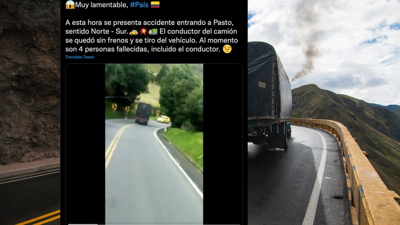 W Kolumbii kierowca uszkodzonej ciężarówki, ratując się przed wypadkiem, wyskoczył z kabiny pojazdu