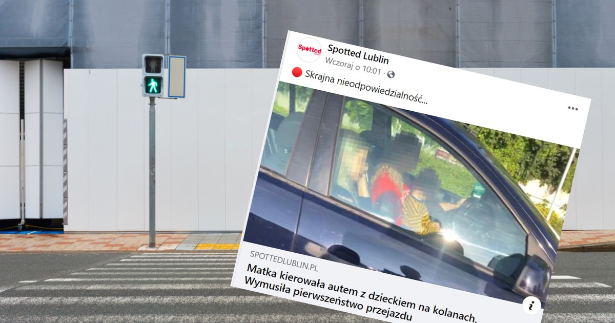 Kobieta wymusiła pierwszeństwo. Na kolanach trzymała małe dziecko [WIDEO] (fot. Facebook/spottedlublinpl)