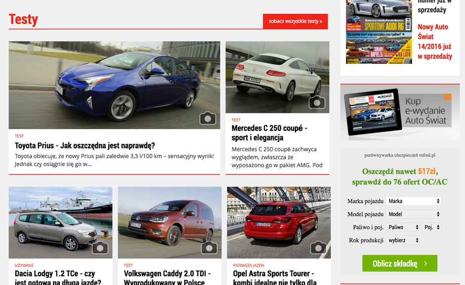 Wpisz dane auta do kalkulatora na stronie auto-swiat.pl