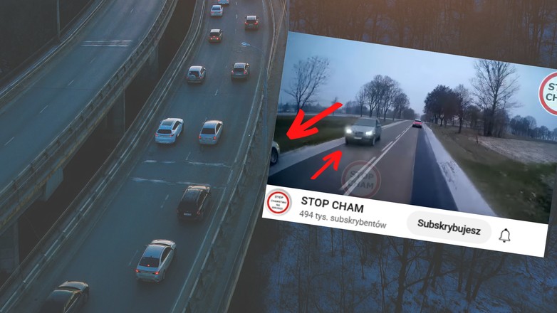 Omal nie doszło do wypadku (fot. screen z YouTube/STOP CHAM)