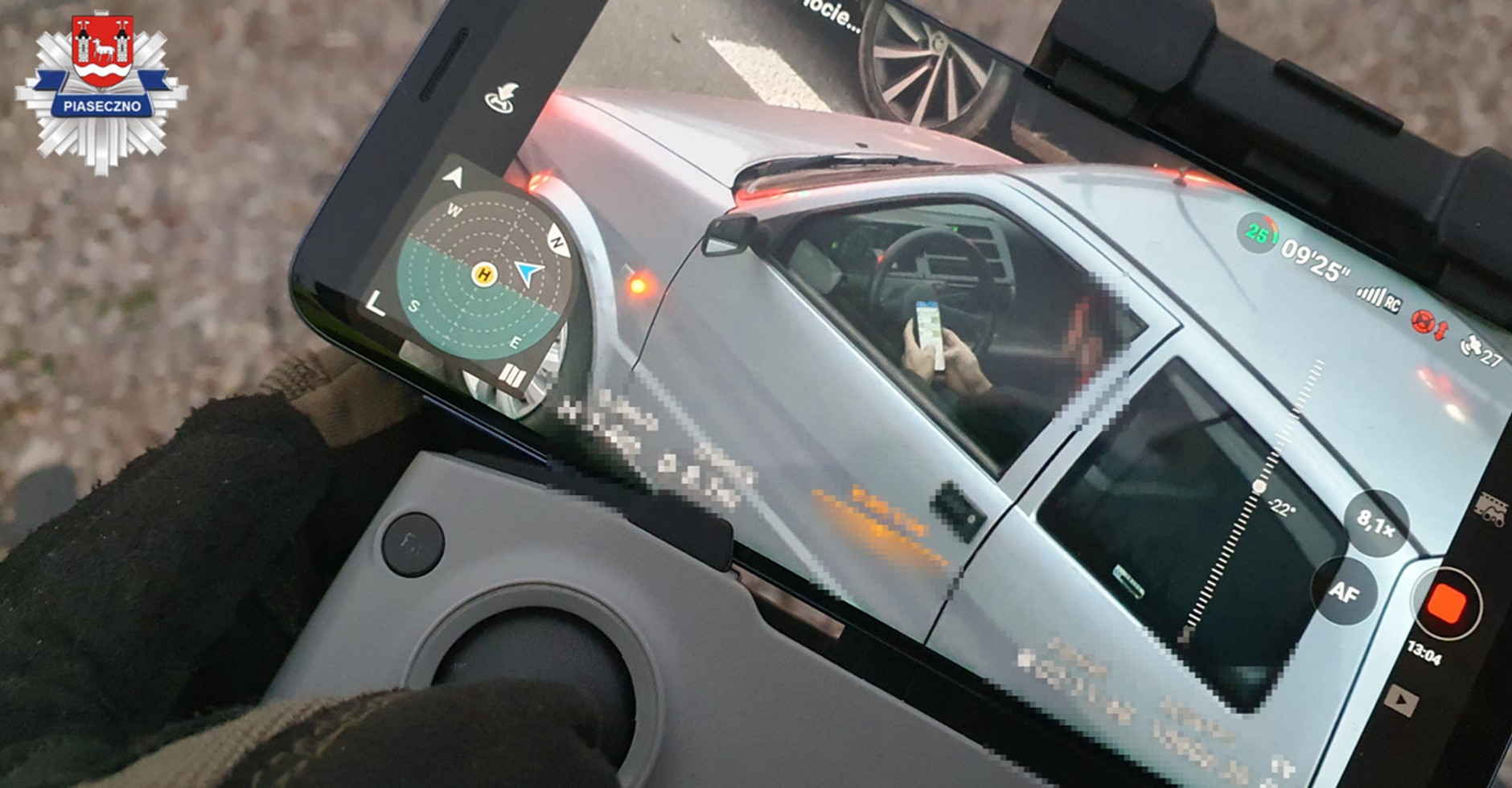 Policjanci kontrolują kierowców z drona. Sprawdzają, czy używają telefonów