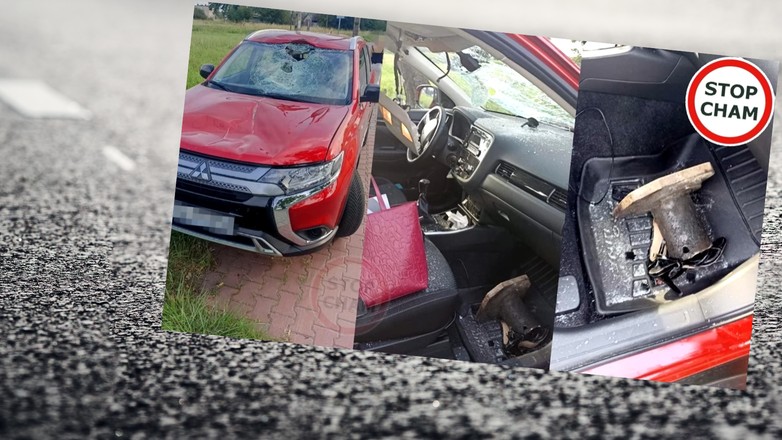 Kierująca Mitsubishi mogła mówić o szczęściu. Ucierpiał jedynie samochód
