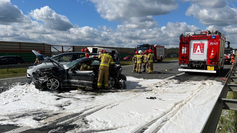 Poważny wypadek na autostradzie A2 w kierunku Poznania.