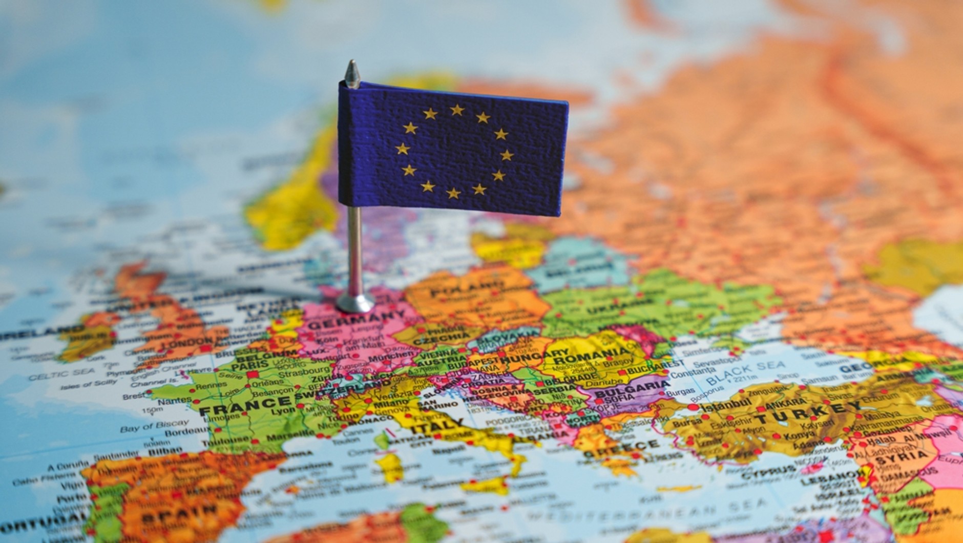 Unia Europejska, mapa i flaga