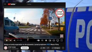 Policyjny radiowóz wyprzedza na skrzyżowaniu i tuż przed przejściem dla pieszych [WIDEO]