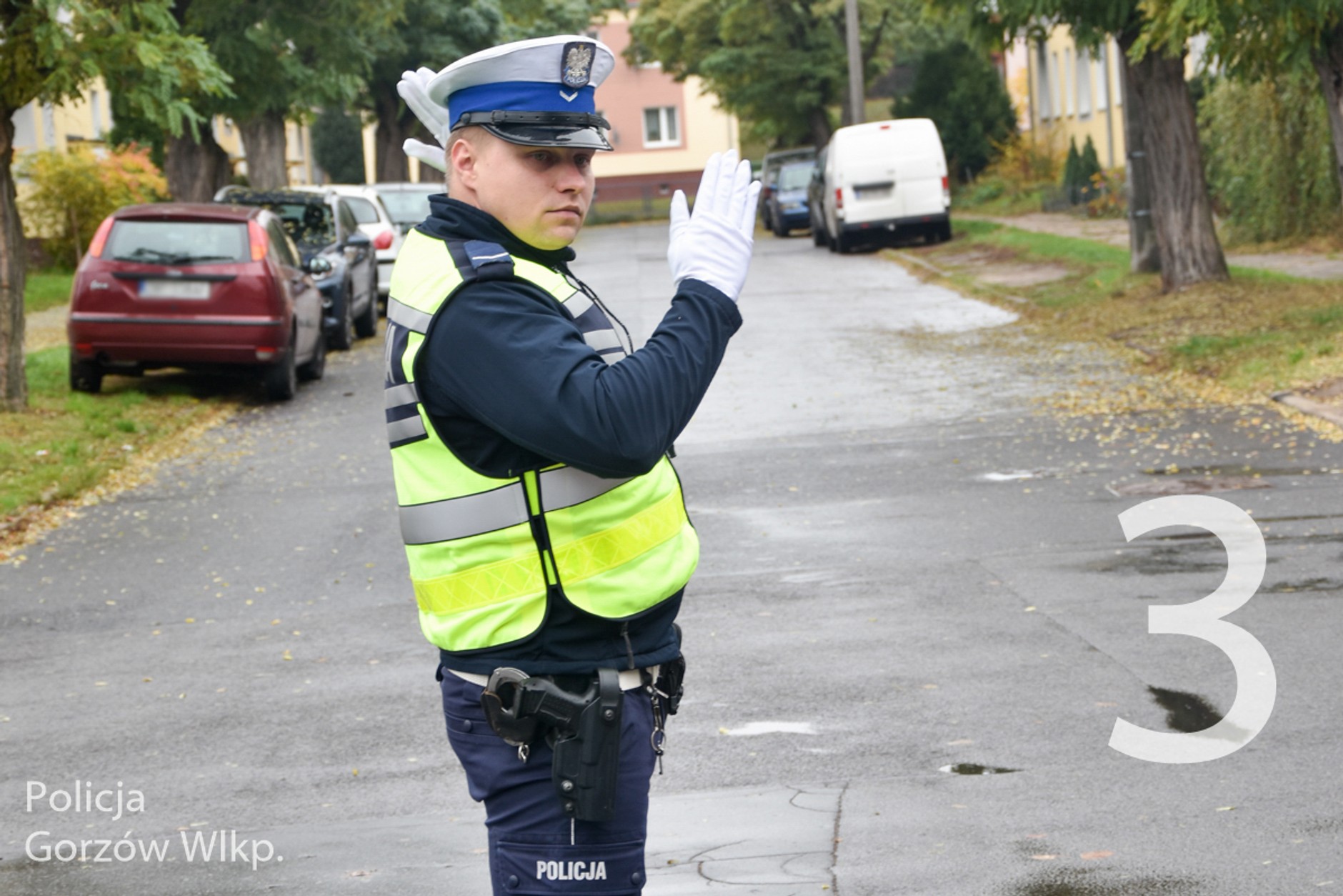 Policyjne gesty na skrzyżowaniu
