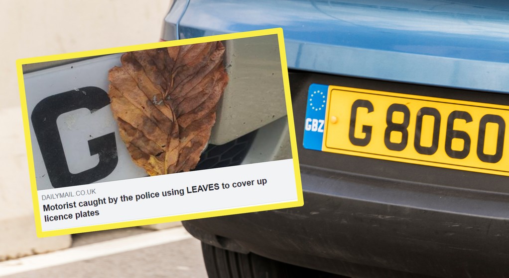 Przyczepił liście do tablic rejestracyjnych (screenshot/Twitter/@MailOnline)