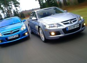 Opel Vectra C kontra Mazda 6 - moc podobna, różny charakter