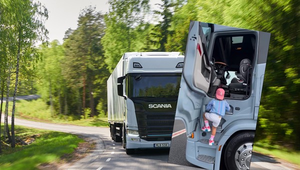 Czterolatek za kierownicą Scanii. Ani chwili się nie zawahał [WIDEO]