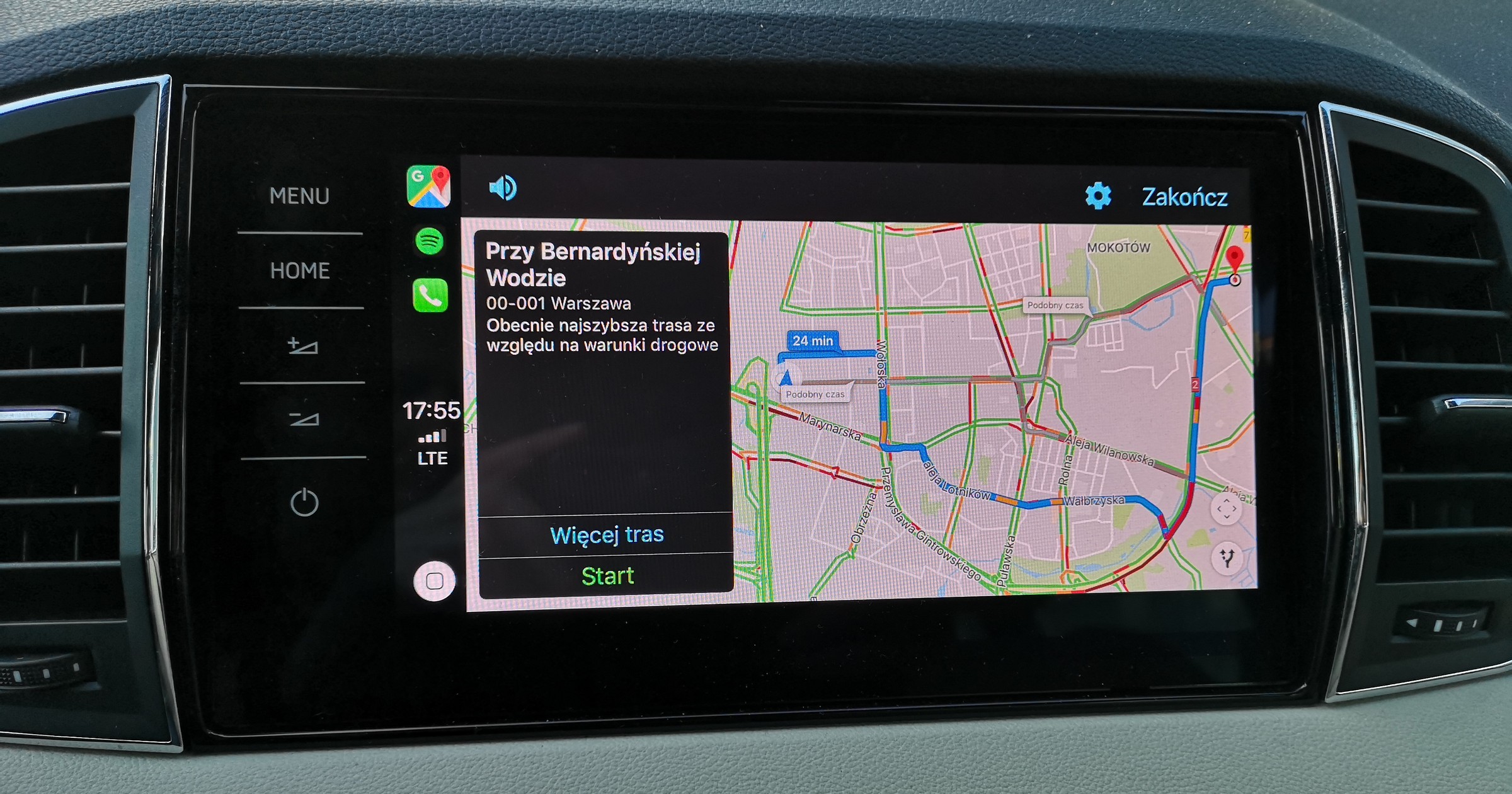 Google Maps w Apple CarPlay - propozycja kilku tras