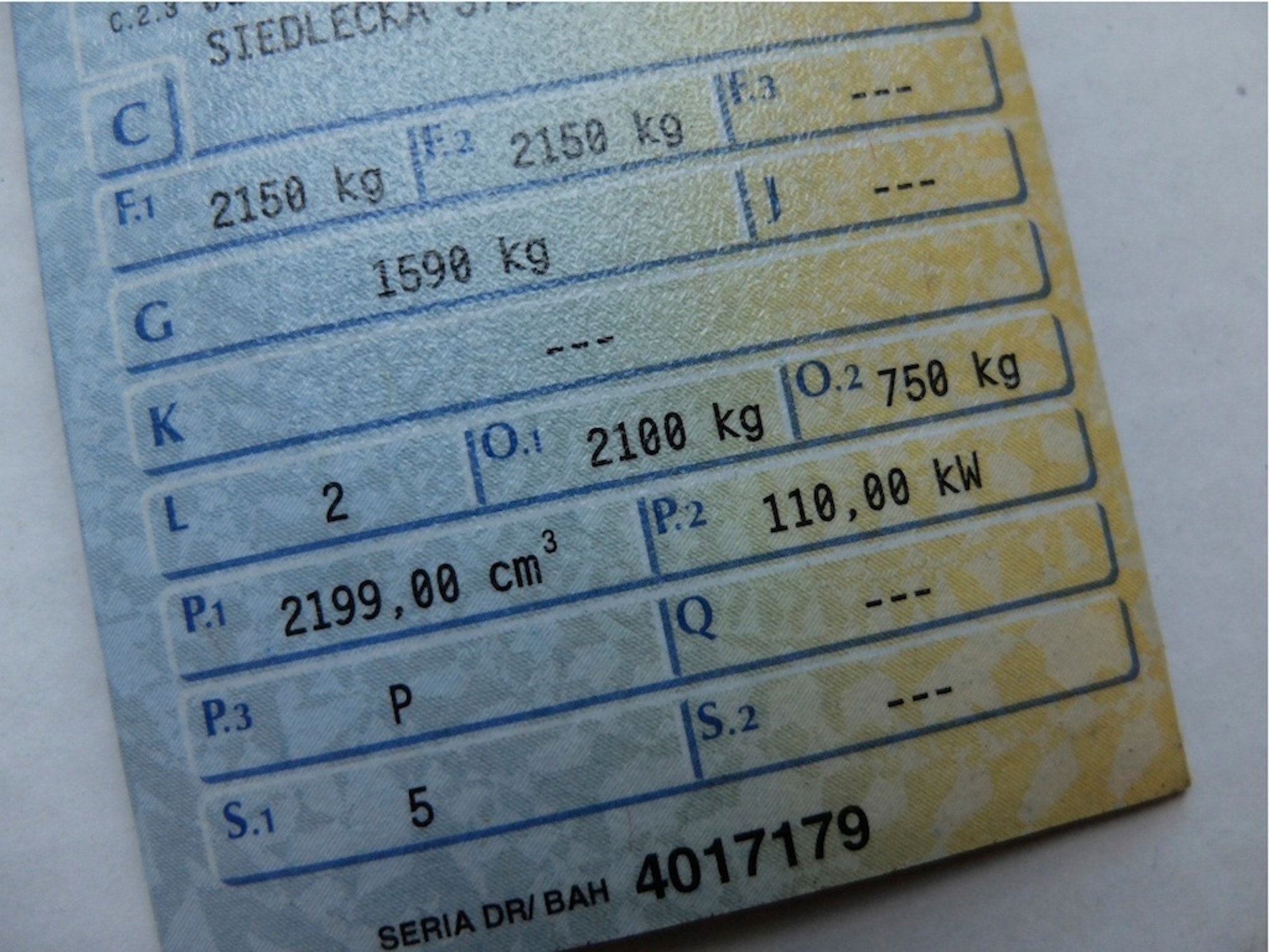 Dana o dopuszczalnej masie przczepy w dowodzie rejestracyjnym auta są mylące