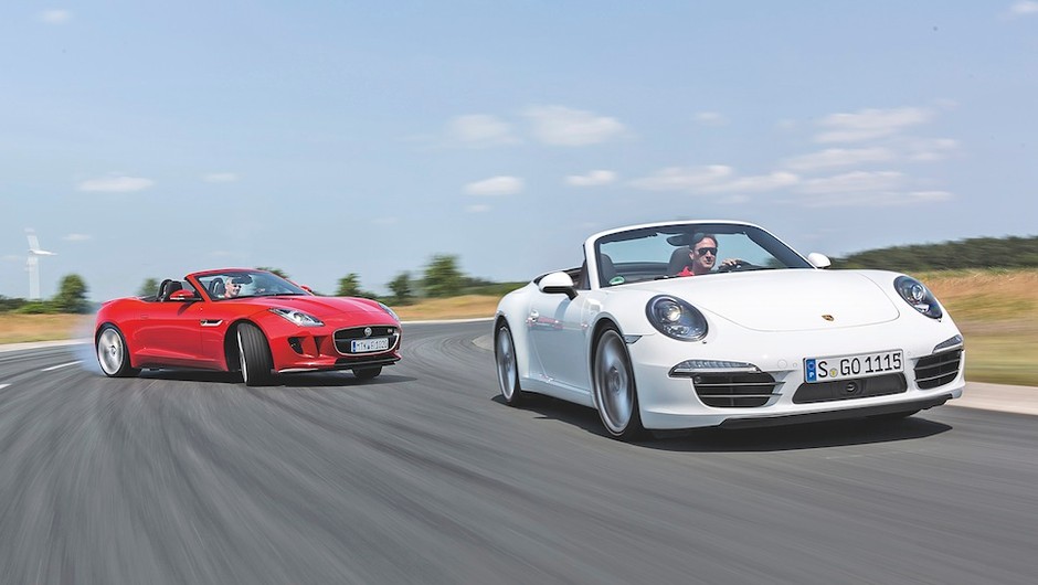 Jaguar F-Type i Porsche 911 Carrera S cabrio