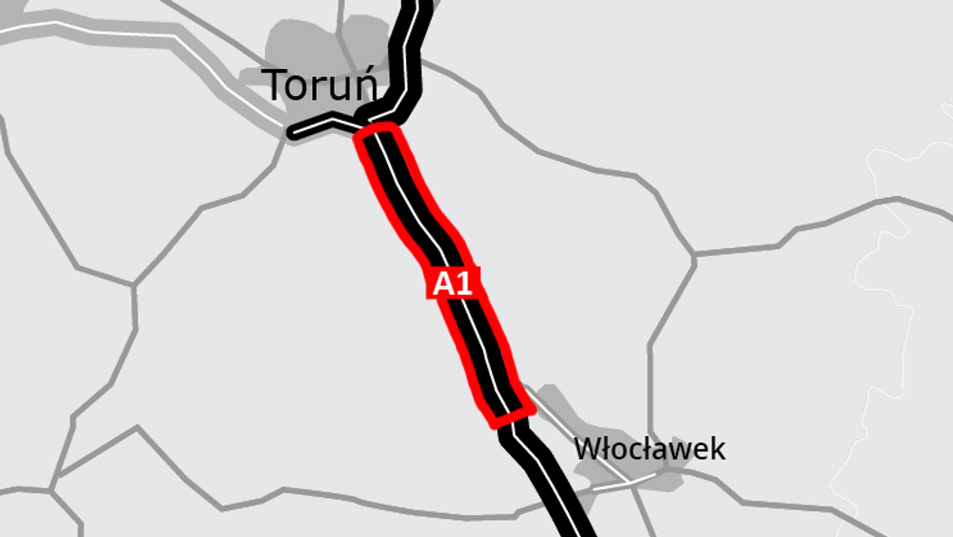 Rozbudowa autostrady A1 - mapa