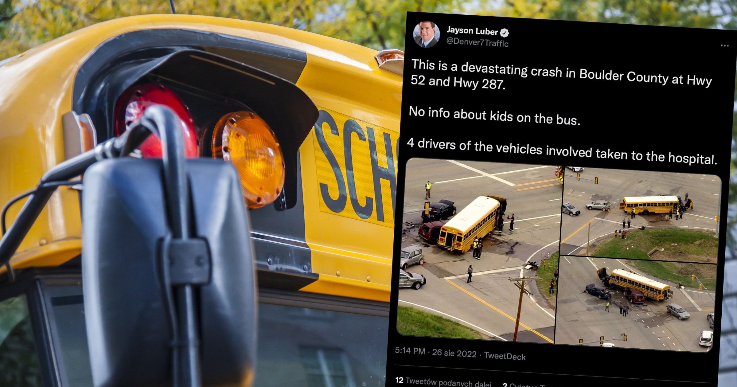 W USA 13-latka zderzyła się z trzema innymi samochodami, w tym szkolnym autobusem
