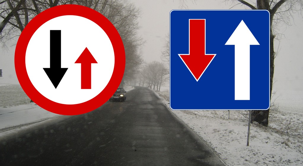 Znaki drogowe B-31 oraz D-05