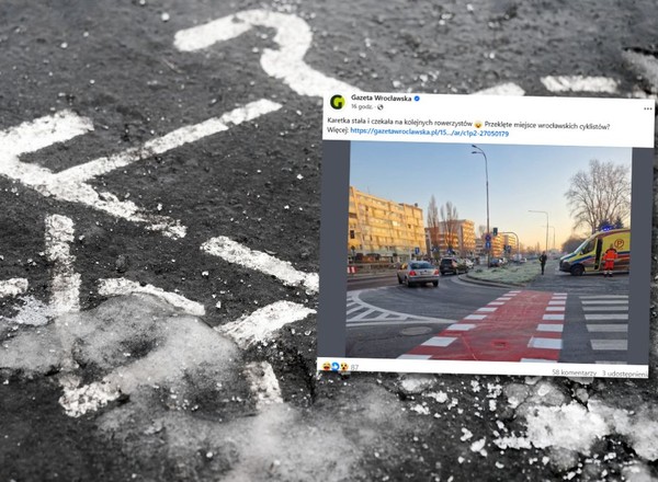 Przy skrzyżowaniu we Wrocławiu zaparkowała karetka. Czekała na pechowych rowerzystów