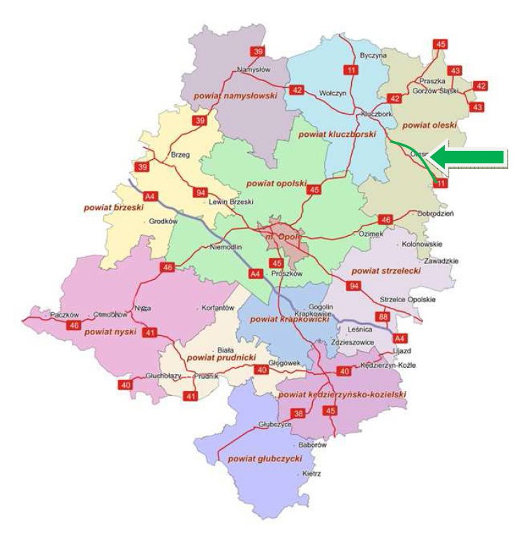 Orientacja na mapie województwa