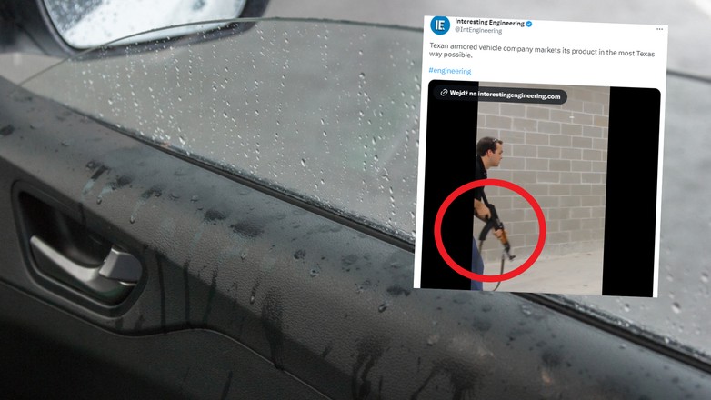 Usiadł za szybą auta i kazał do siebie strzelać (fot. screen: Twitter/IntEngineering)