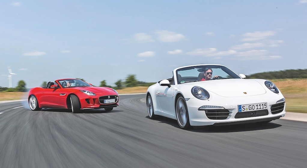 Jaguar F-Type i Porsche 911 Carrera S cabrio