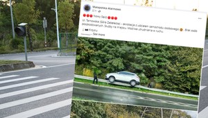 Hyundai wypadł z drogi i "zawisł w powietrzu". "Polak potrafi"