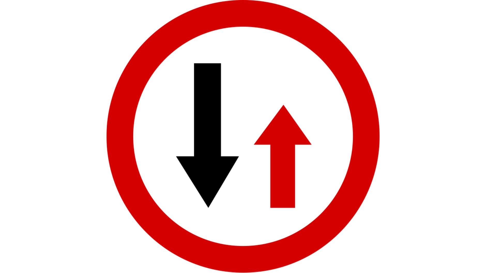 Znak B-31 pokazuje, kto musi ustąpić na zwężeniu drogi