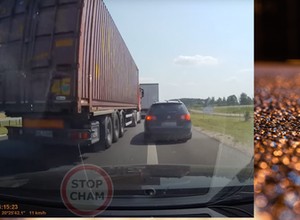 Kierowca TIR-a zabawił się w "szeryfa", czyli metoda na suwak po polsku [Nagranie]