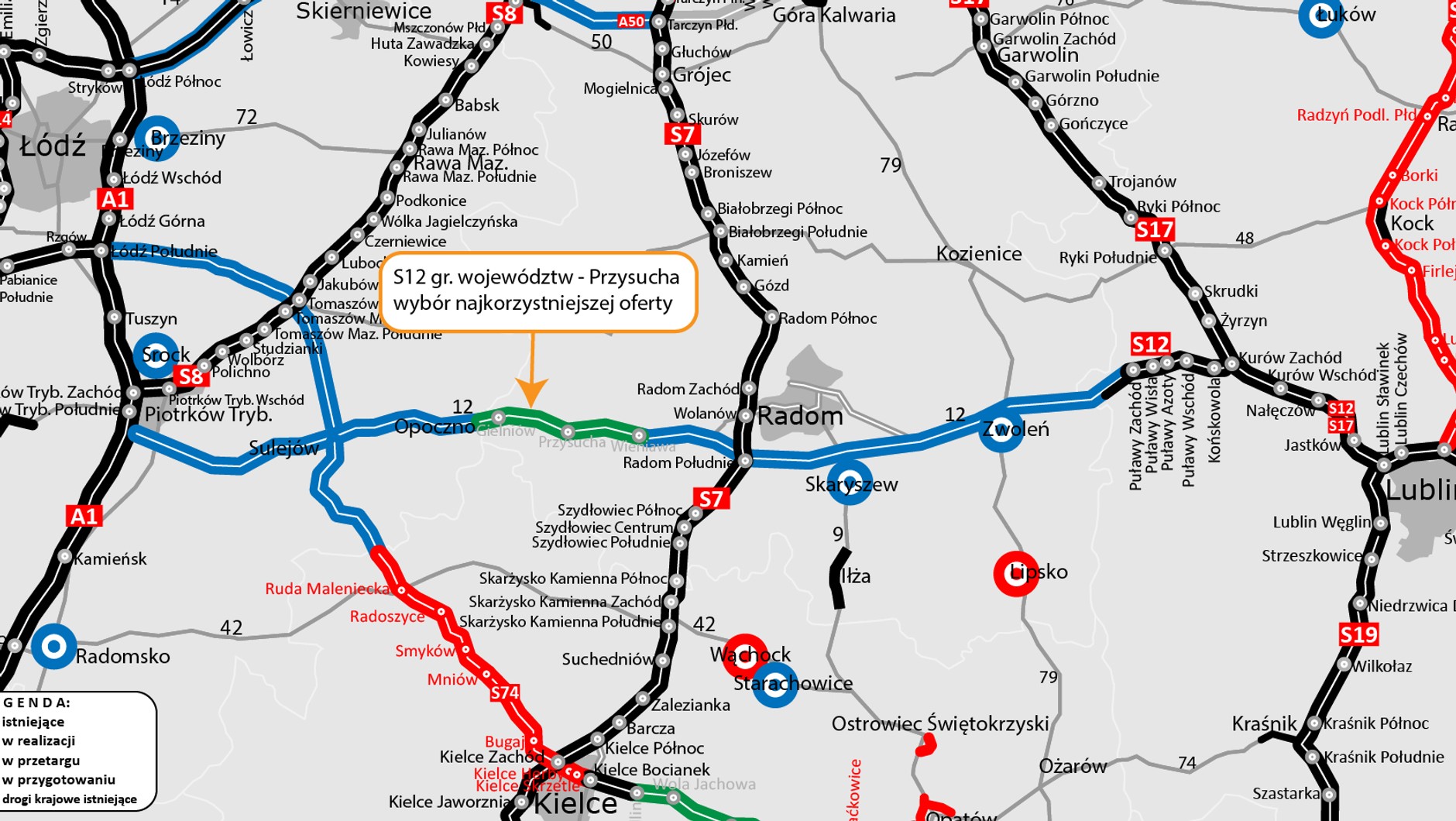 Wybór najkorzystniejszej oferty: S12 gr. województw — Przysucha