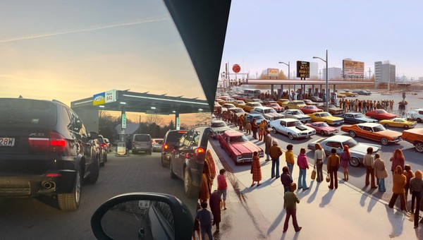 Na razie na europejskich stacjach kolejki pojawiają się tylko dlatego, że kierowcy próbują zatankować przed podwyżkami. W latach 70. w USA i w Europie Zachodniej bywało gorzej