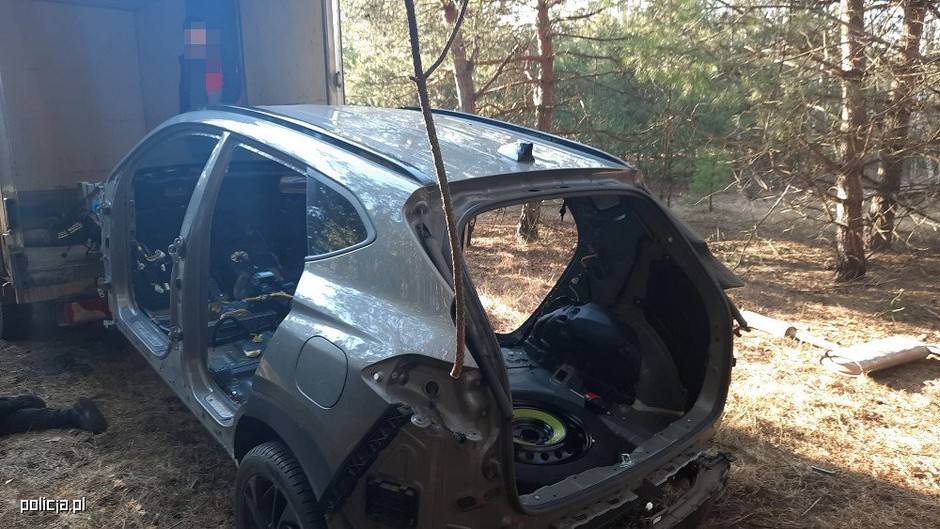 Demontowali skradzione auto w lesie