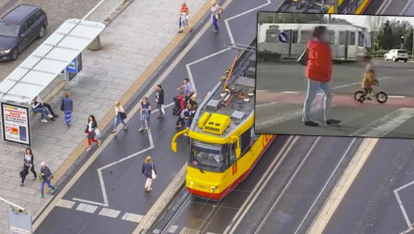 Mały chłopczyk niemal wpadł pod tramwaj. Do sieci trafiło dramatyczne nagranie