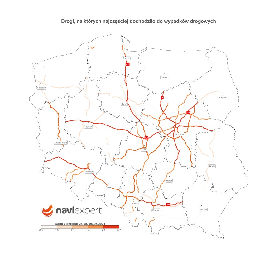 Gdzie najczęściej dochodziło do wypadków - niebezpieczne miejsca