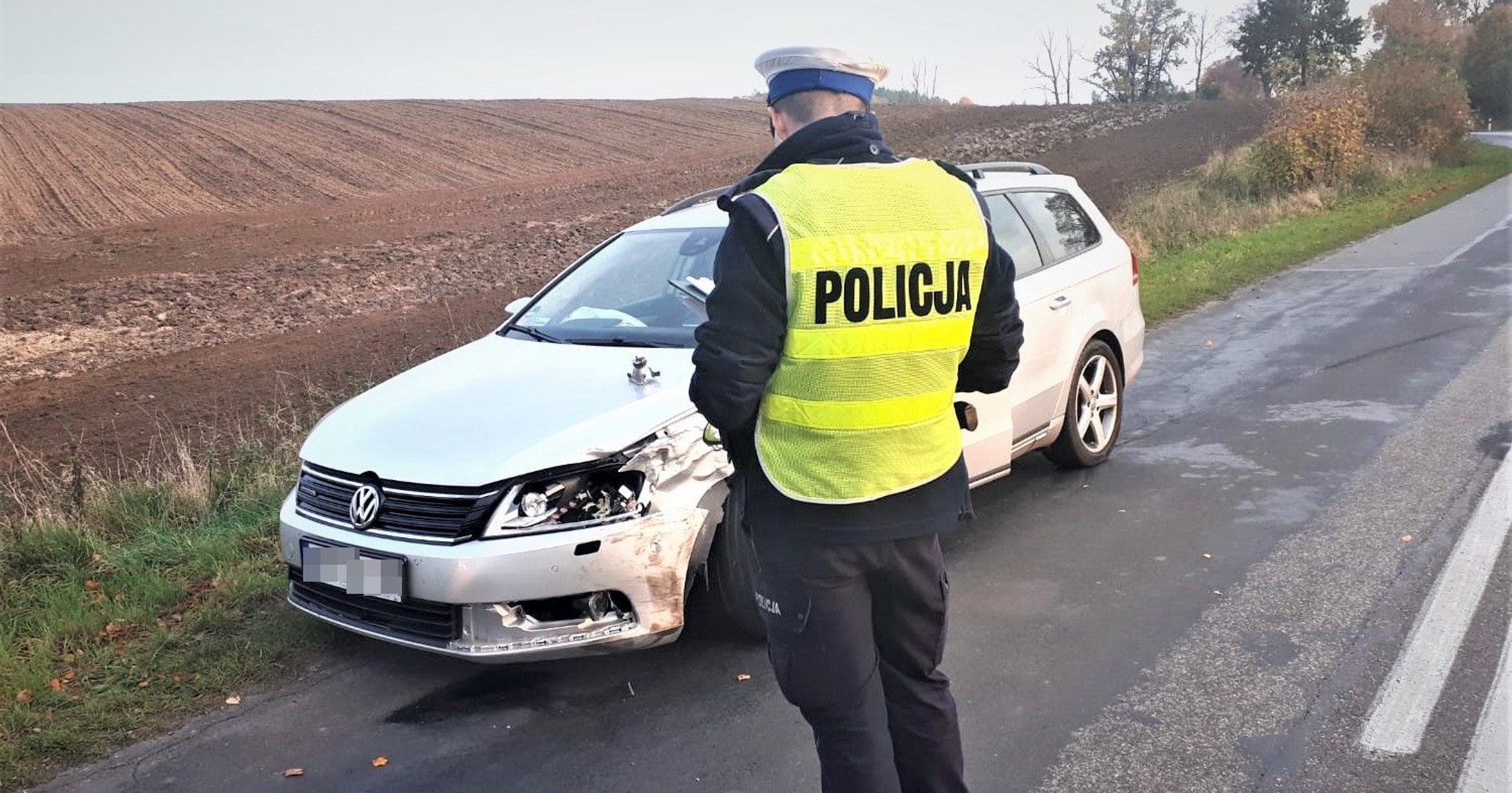 Pomorska policja na miejscu wypadku