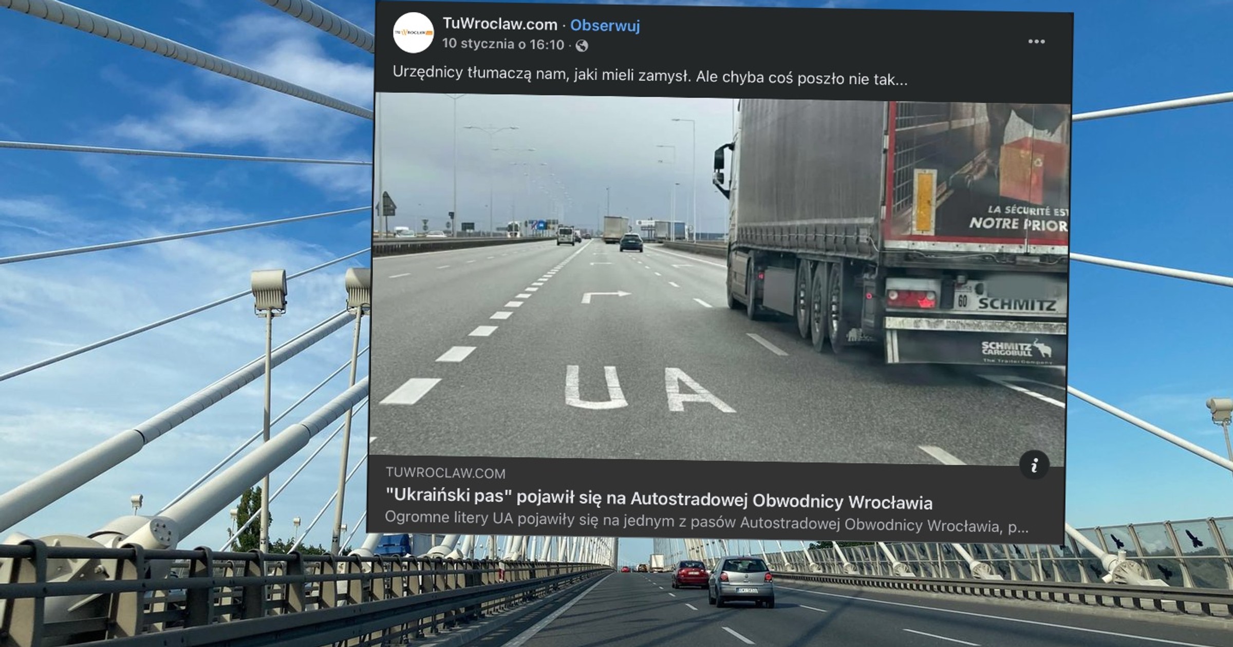 Napisy na pasach ruchu na AOW stały się przyczyną gorącej dyskusji