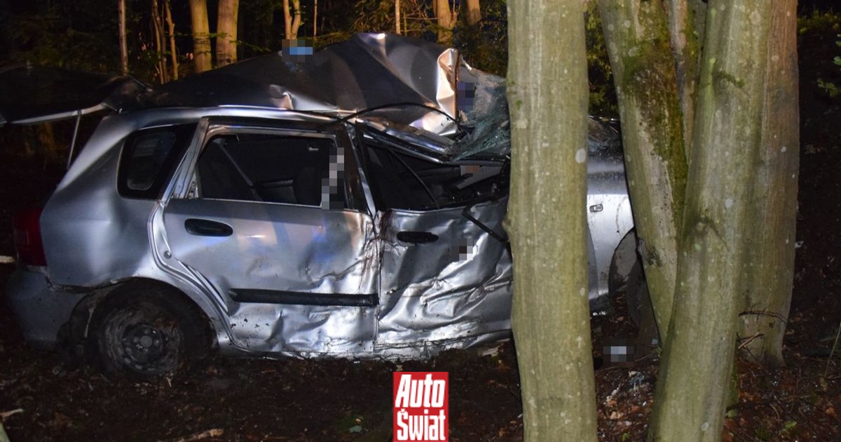 Rozbił samochód na drzewie. Uciekł i zostawił ranną pasażerkę. Zmarła