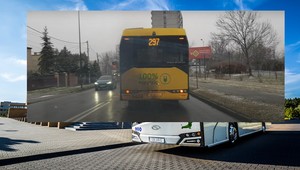 Elektryczny autobus, a za nim... kłęby dymu. Realia zimy w Polsce