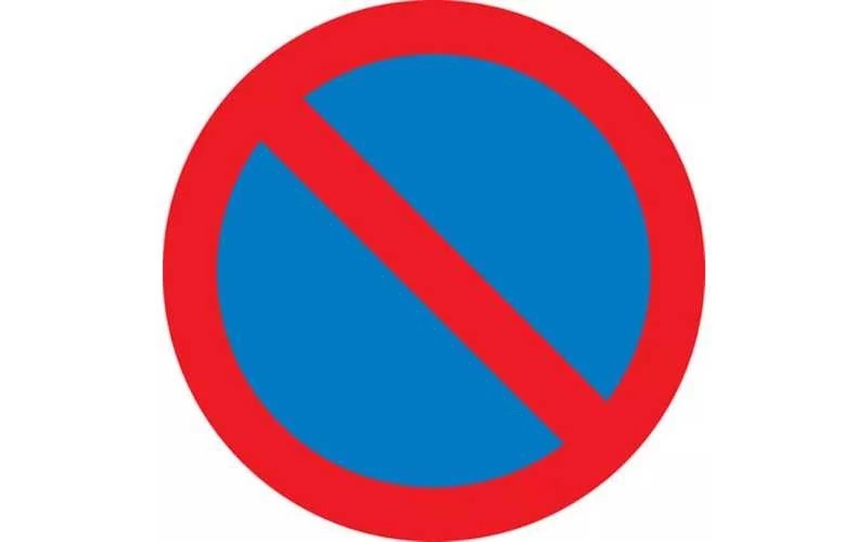 Niebieskie koło z czerwonym okręgiem i przekreśleniem