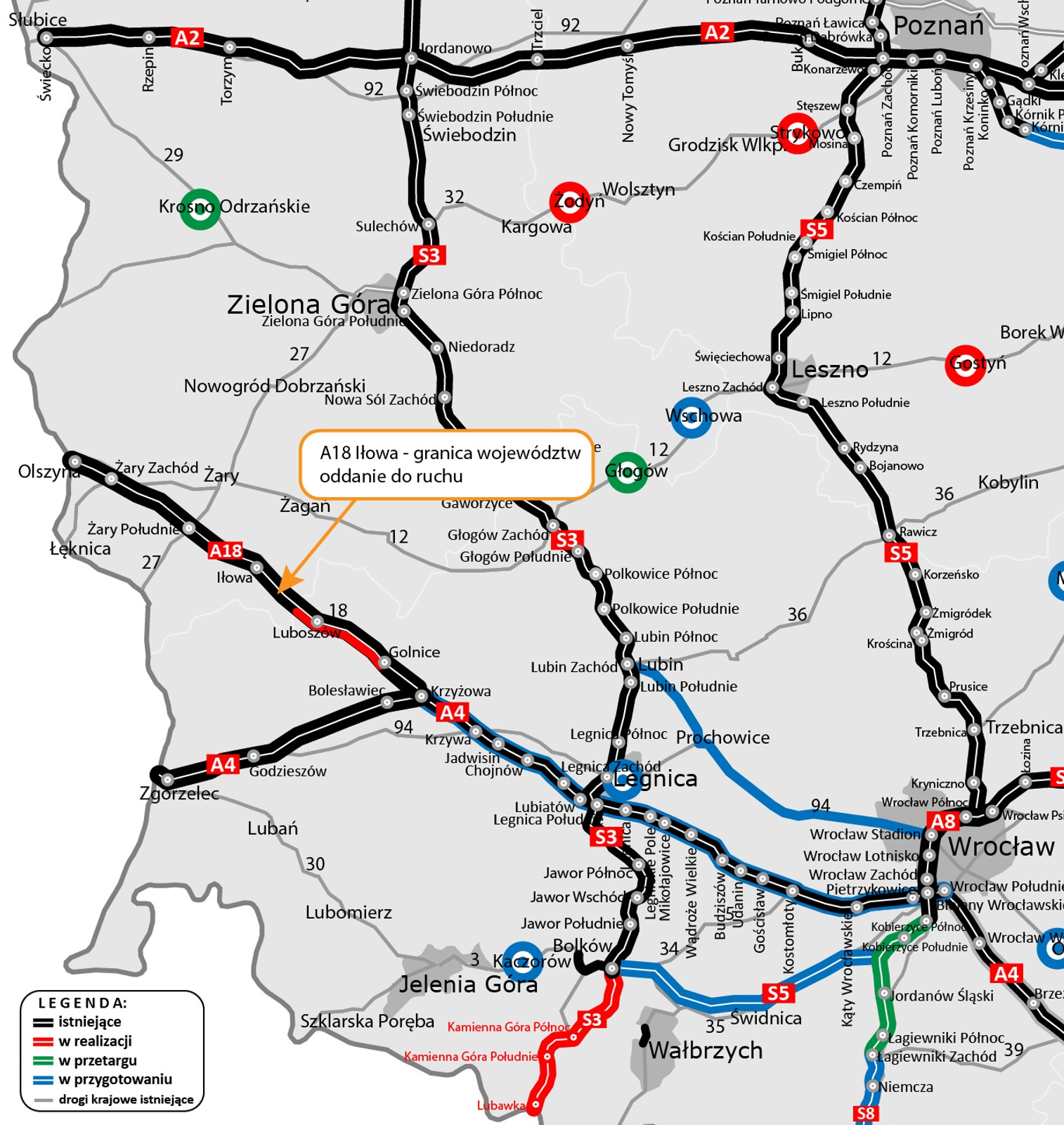 Mapa — autostrada A18