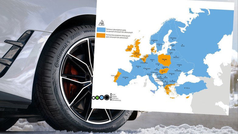 Grafika PZPO pokazuje, że Polska z brakiem obowiązku jazdy na oponach zimowych należy do wyjątków