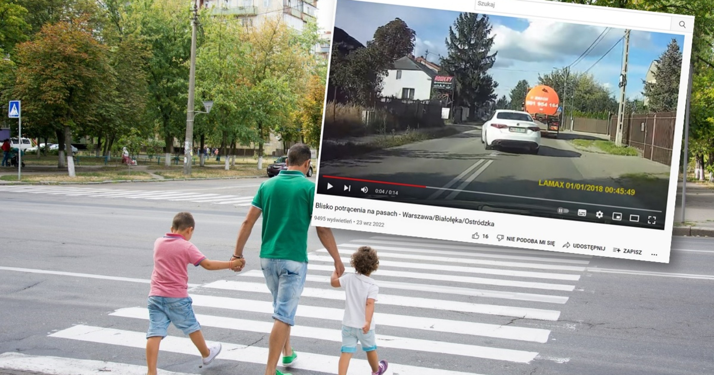 Kierowca Alfy Romeo nieomal staranował pieszych na przejściu