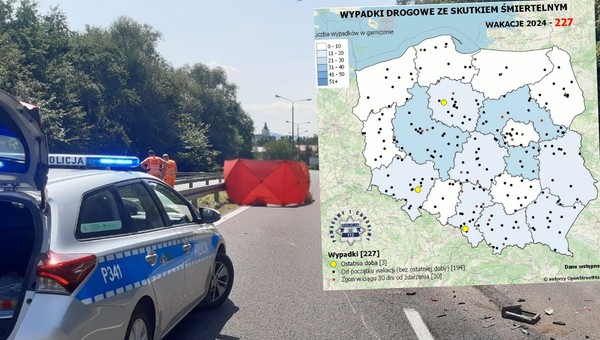 Na wakacyjnej mapie wypadków drogowych robi się czarno. Gorzej niż przed rokiem?